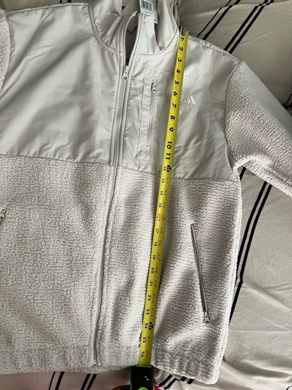 Adidas Light Beige Coze Full-Zip Sherpa Jacket - Picture 6 of 6